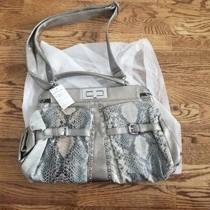 NWT LAVISH Handbag with Dust Cover Reptile Faux Leather Quiet Luxury Metallic